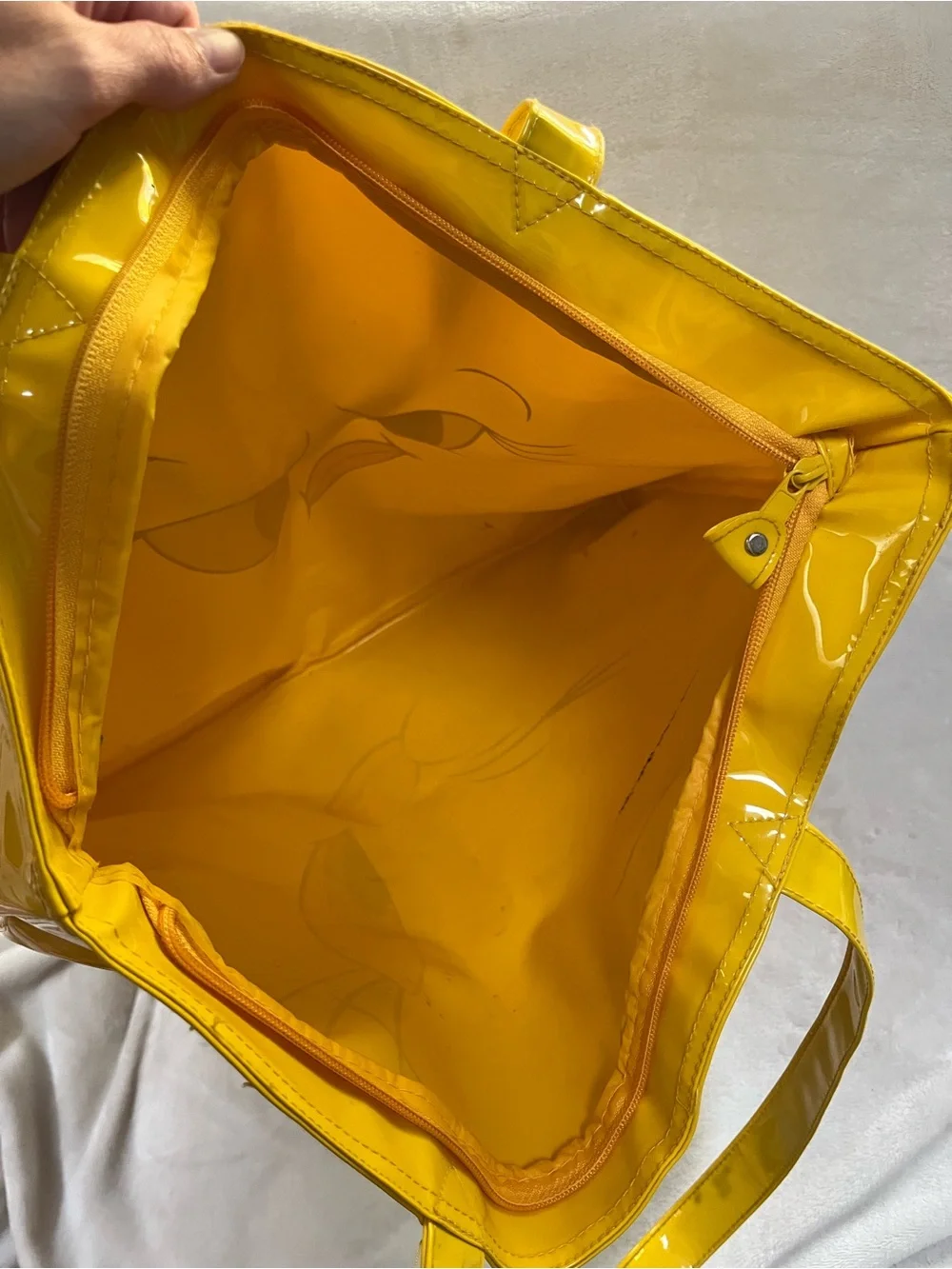Vintage 1997 Looney Tunes Tweedy Bird Piolin Yellow Vinyl Tote Bag | *see pics*